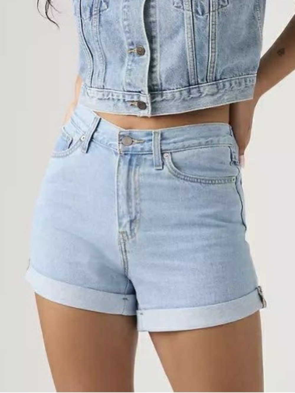 Levi's Light Blue 80s Mom Shorts